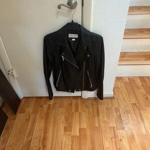 Michael Kors Classic Black Motorcycle Leather Jacket